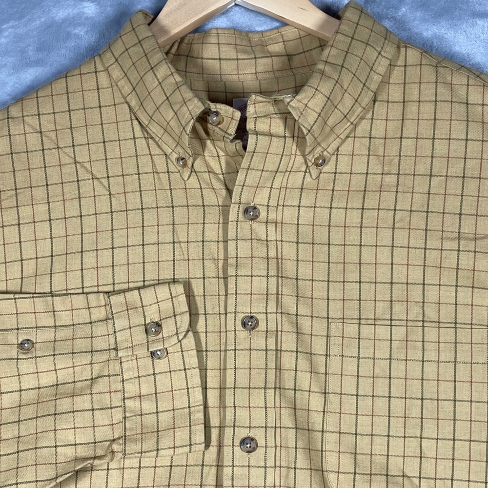 Brooks Brothers Mens XXL Plaid Long Sleeve Button Down Shirt Wool Blend
